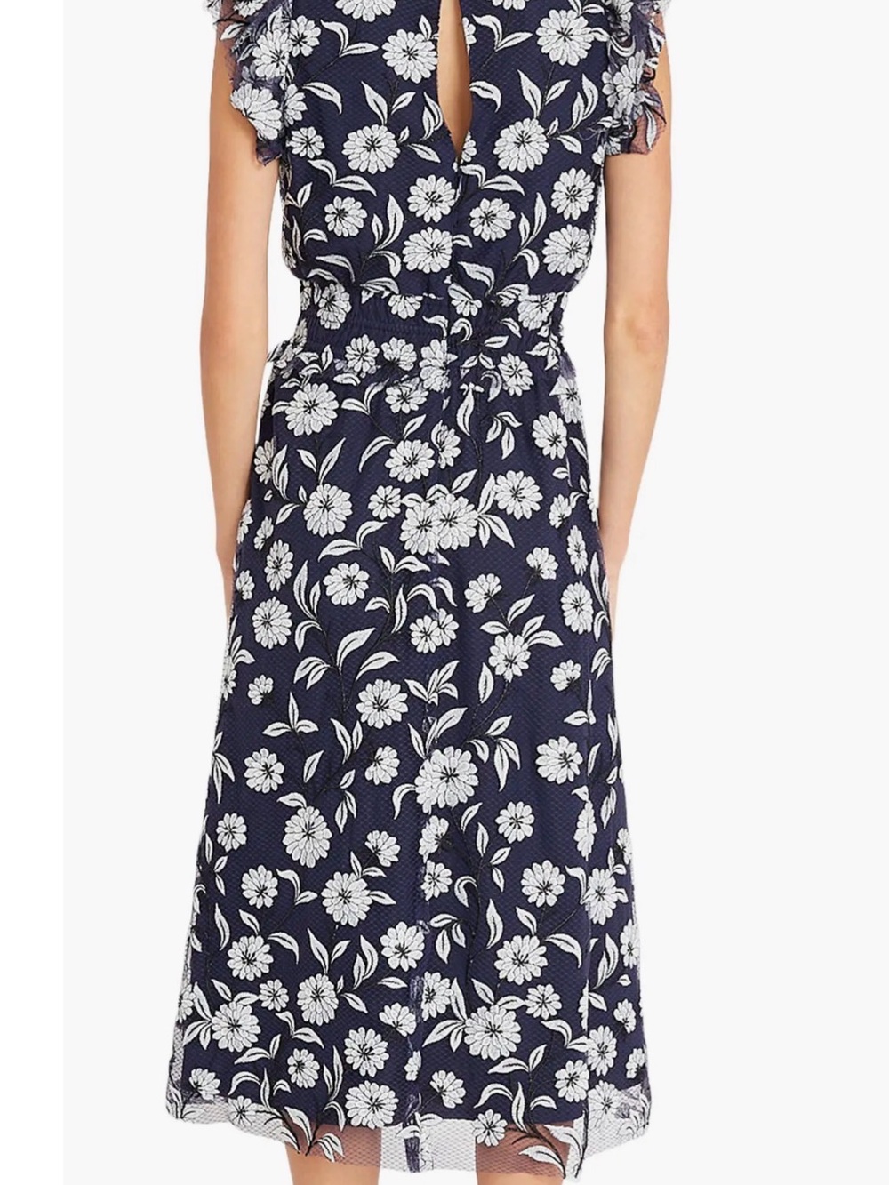 Women's Navy Floral Maxi Dress with White Bloom Print